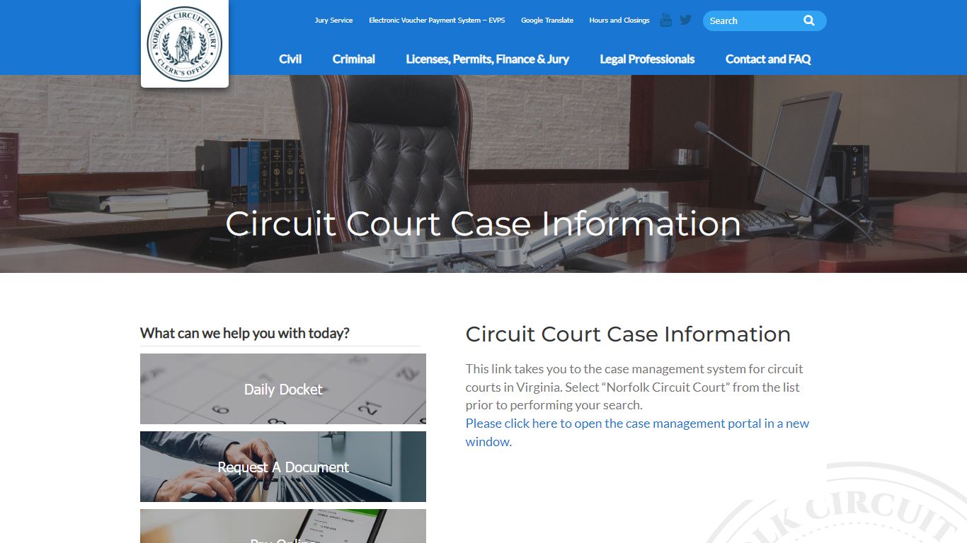 Circuit Court Case Information